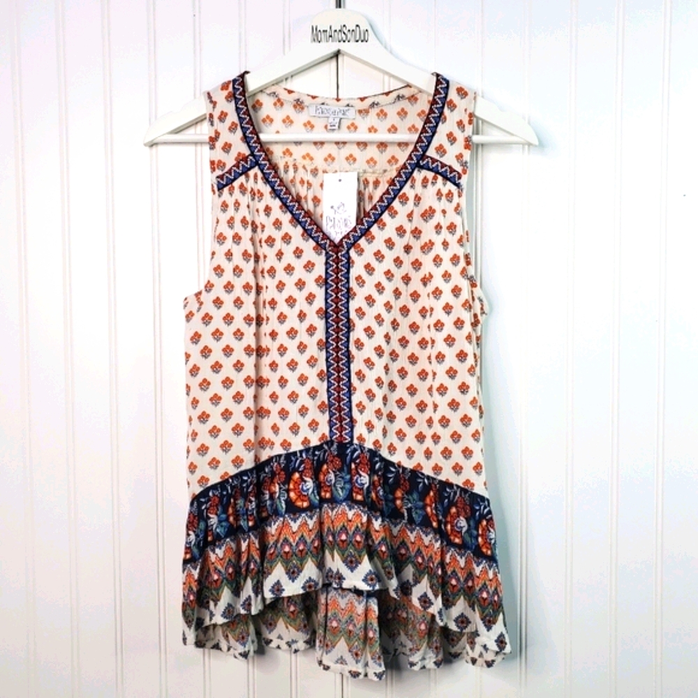 Patrons of Peace Sleeveless Boho High Low Top